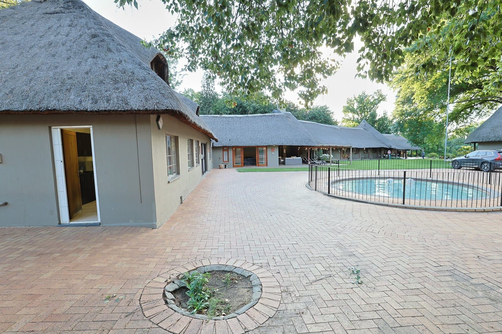 Riverside terrace and pool at The Villa